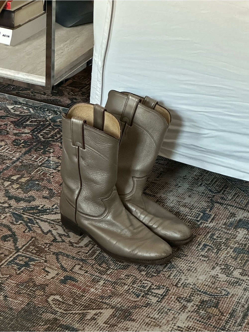 Justin Boots Olive Brown Leather Western Boots